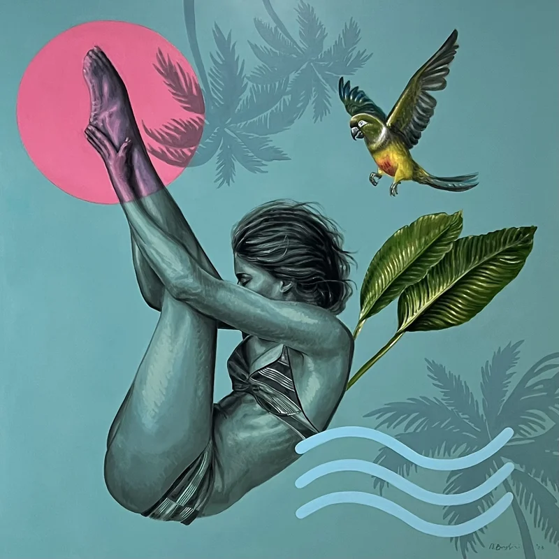 Pink like the sun, acrolico su tela, cm 150x150, 2023
