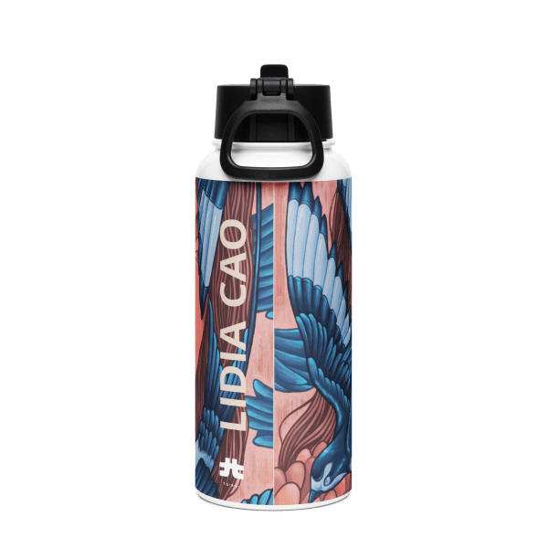 Stainless steel water bottle with a straw lid: A danza das anduriñas - Image 4