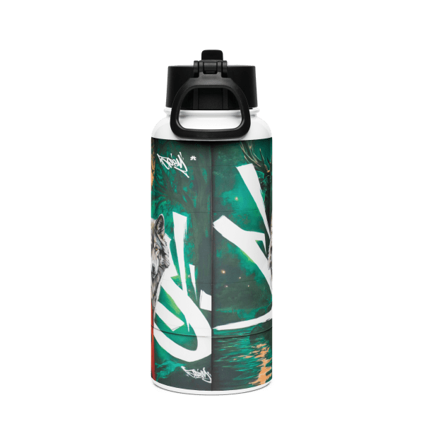 Stainless steel water bottle with a straw lid: Wolves family - Image 4