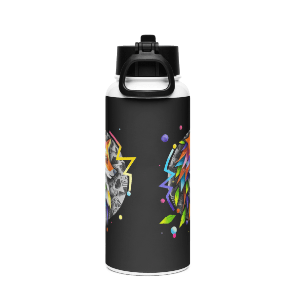 Stainless steel water bottle with a straw lid: El zorro - Image 4