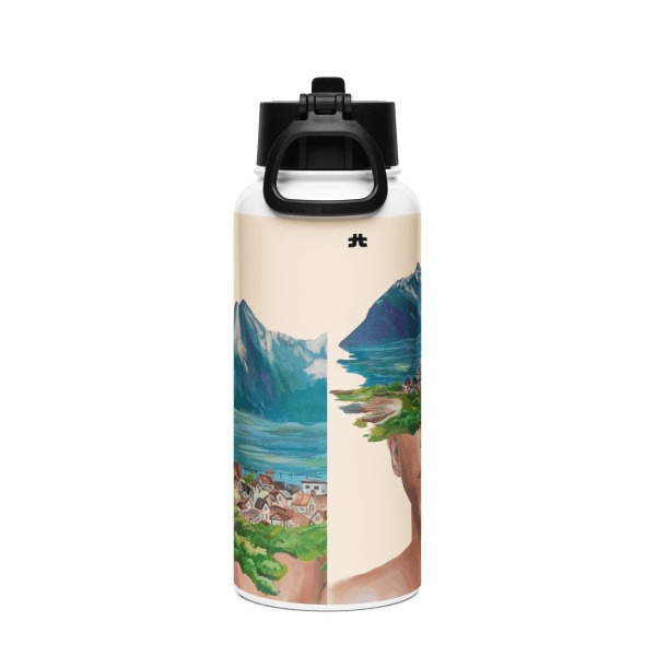 Stainless steel water bottle with a straw lid: isolation - Image 4