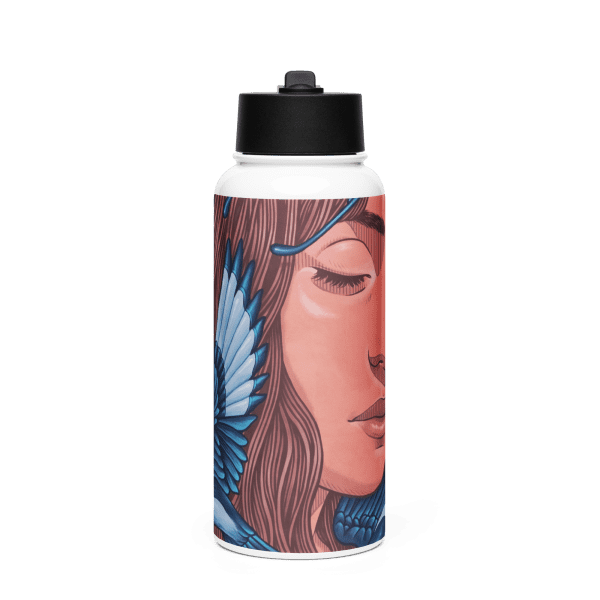 Stainless steel water bottle with a straw lid: A danza das anduriñas - Image 3