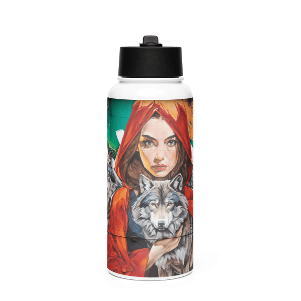 Stainless steel water bottle with a straw lid: Wolves family - Image 3