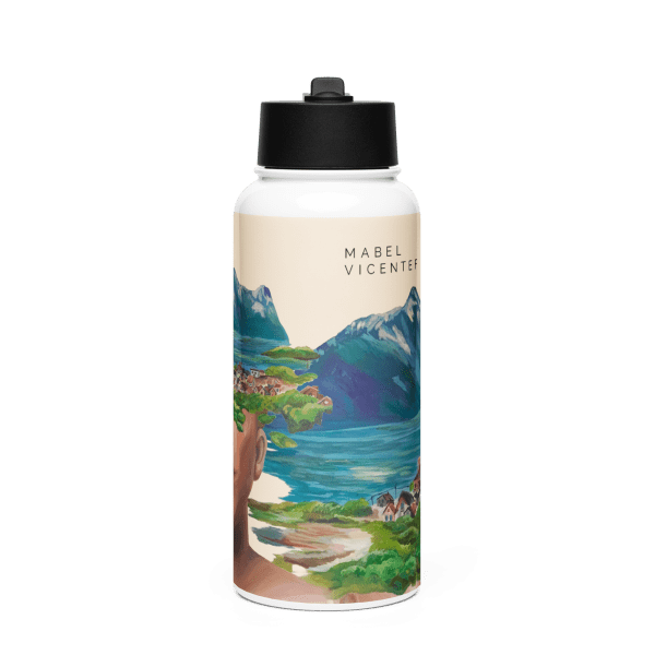 Stainless steel water bottle with a straw lid: isolation - Image 3