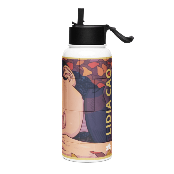 Stainless steel water bottle with a straw lid: Chegar onde quer