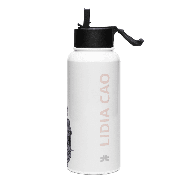 Stainless steel water bottle with a straw lid: Nómada