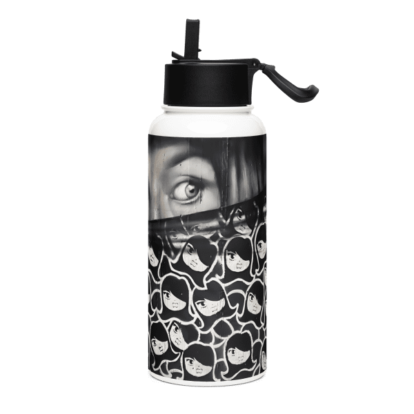 Stainless steel water bottle with a straw lid: Pq Dom Pedro