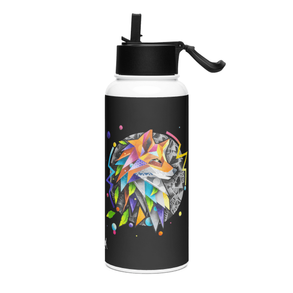 Stainless steel water bottle with a straw lid: El zorro