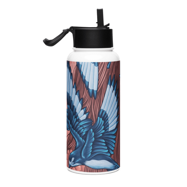 Stainless steel water bottle with a straw lid: A danza das anduriñas - Image 2
