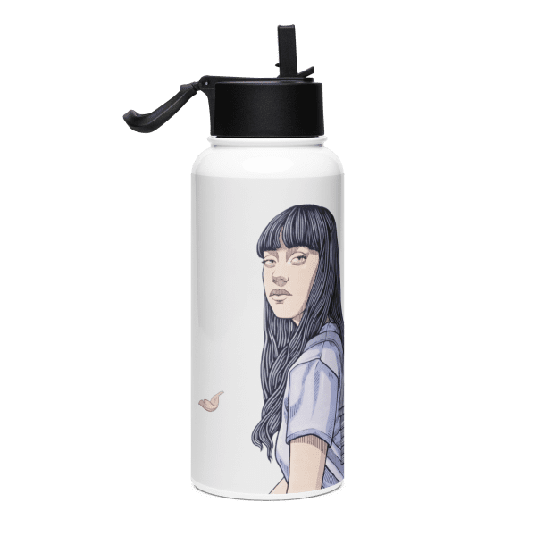 Stainless steel water bottle with a straw lid: Nómada - Image 2