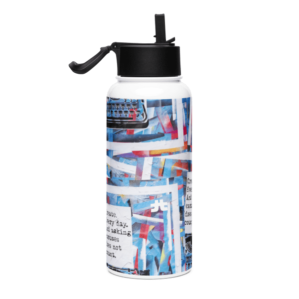 Stainless steel water bottle with a straw lid: Create - Image 2
