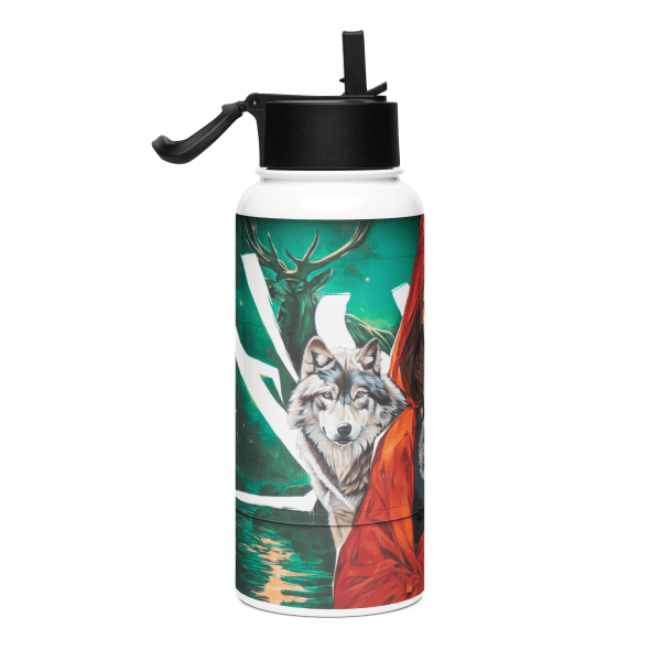 Stainless steel water bottle with a straw lid: Wolves family - Image 2