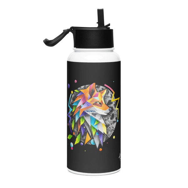 Stainless steel water bottle with a straw lid: El zorro - Image 2