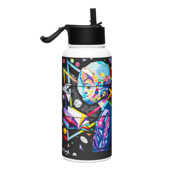 Stainless steel water bottle with a straw lid: Knowledge Oddity - Image 2