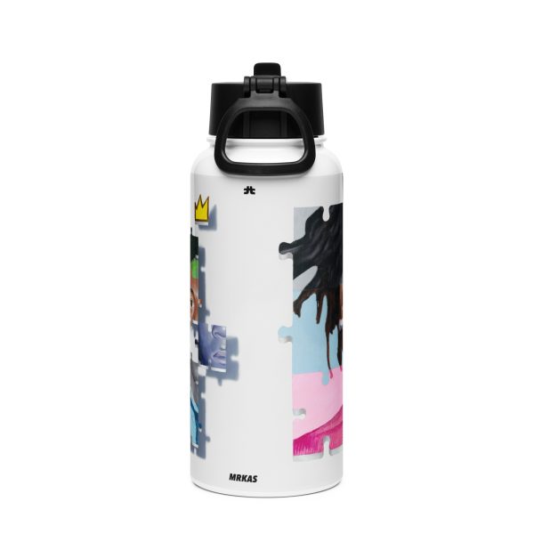 Stainless steel water bottle with a straw lid: Basquiat - Image 4