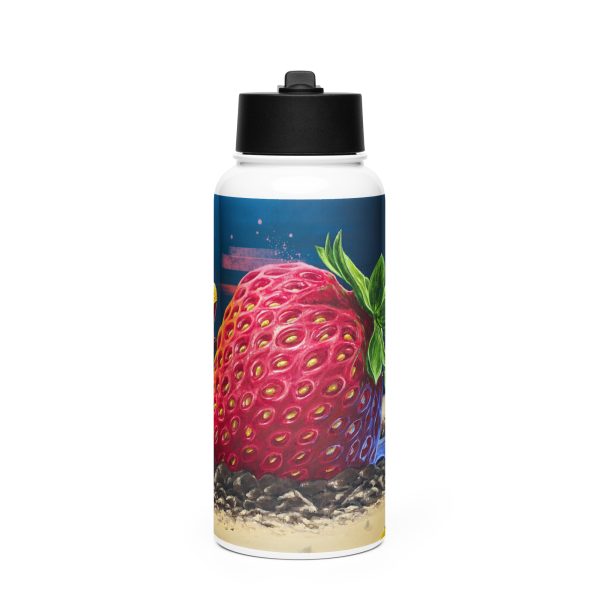 Stainless steel water bottle with a straw lid: Strawberry crash landing - Image 3