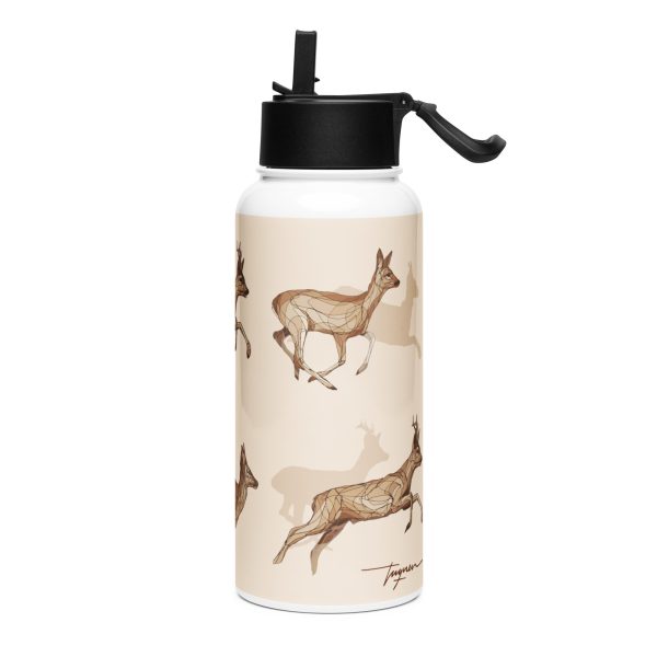 Stainless steel water bottle with a straw lid: Corzos de la Dehesa