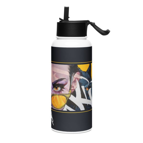 Stainless steel water bottle with a straw lid: Wolves at home