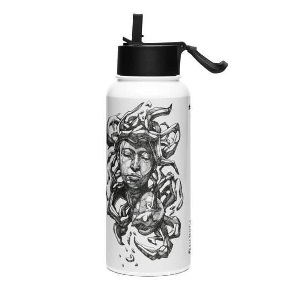Stainless steel water bottle with a straw lid: Nourishing Ground