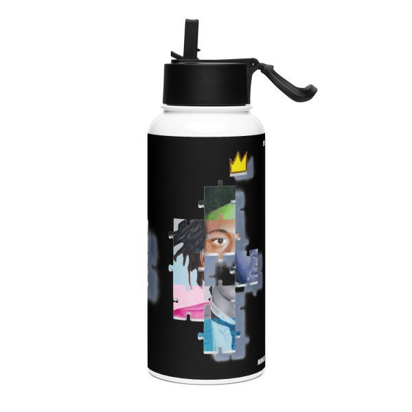 Stainless steel water bottle with a straw lid: Basquiat