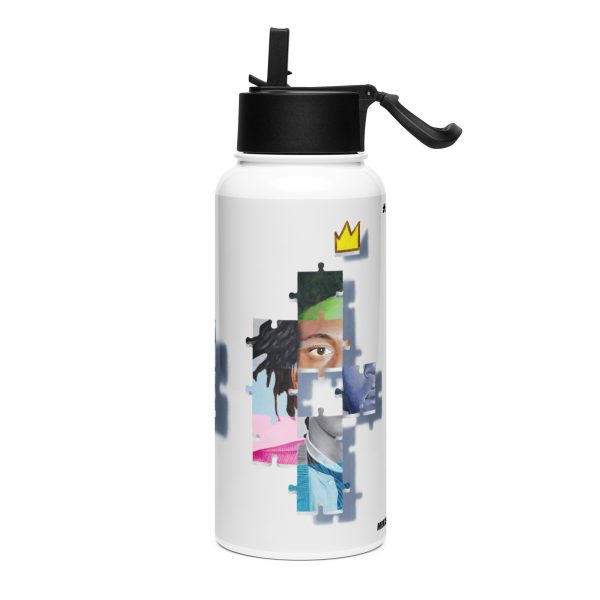 Stainless steel water bottle with a straw lid: Basquiat