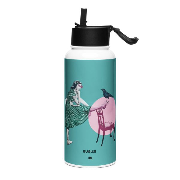 Stainless steel water bottle with a straw lid: L´eterna ilusione