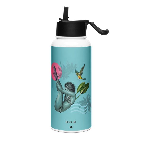 Stainless steel water bottle with a straw lid: Pink like the sun