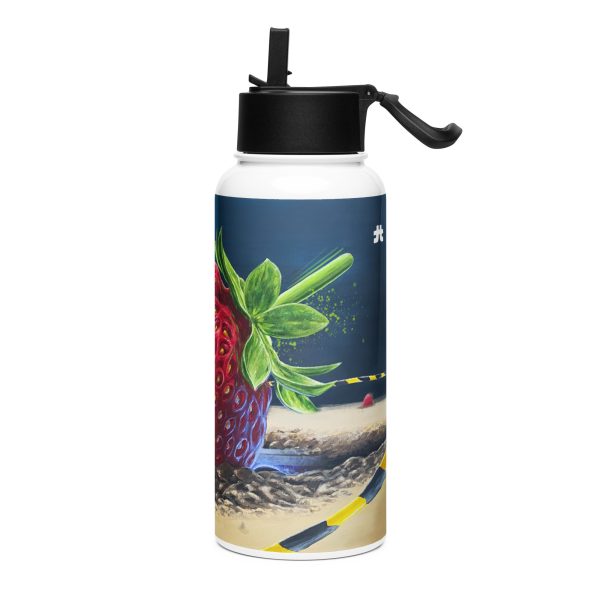 Stainless steel water bottle with a straw lid: Strawberry crash landing