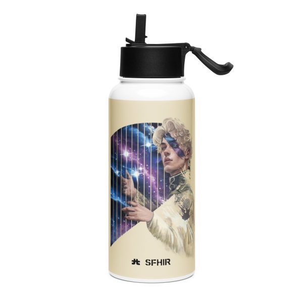 Stainless steel water bottle with a straw lid: Anf10n