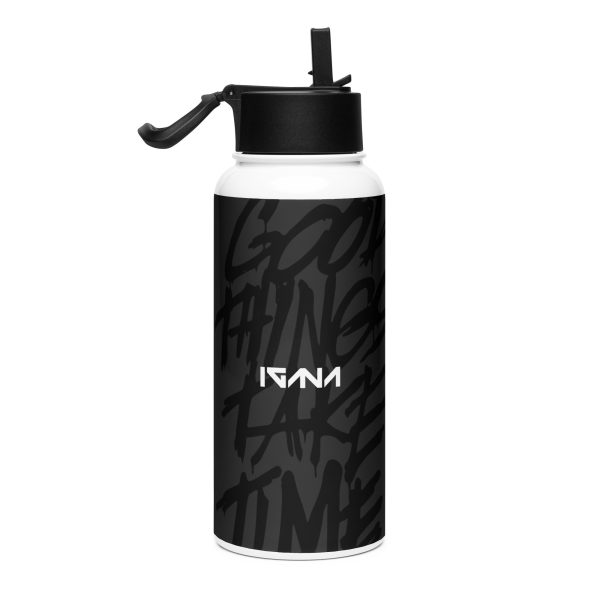 Stainless steel water bottle with a straw lid: Good Things Take Time - Image 2