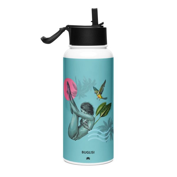 Stainless steel water bottle with a straw lid: Pink like the sun - Image 2