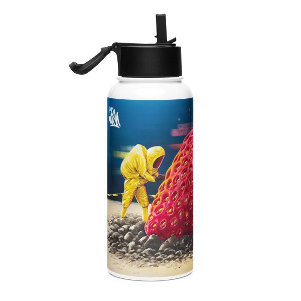 Stainless steel water bottle with a straw lid: Strawberry crash landing - Image 2