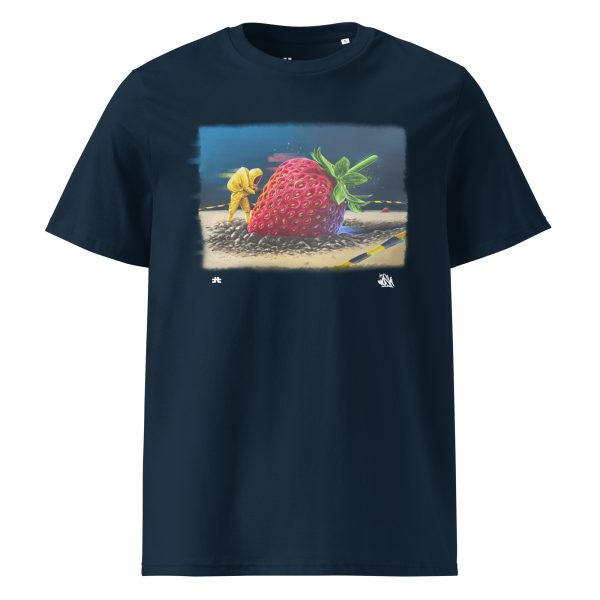 Unisex organic cotton t-shirt: Strawberry crash landing - Image 3