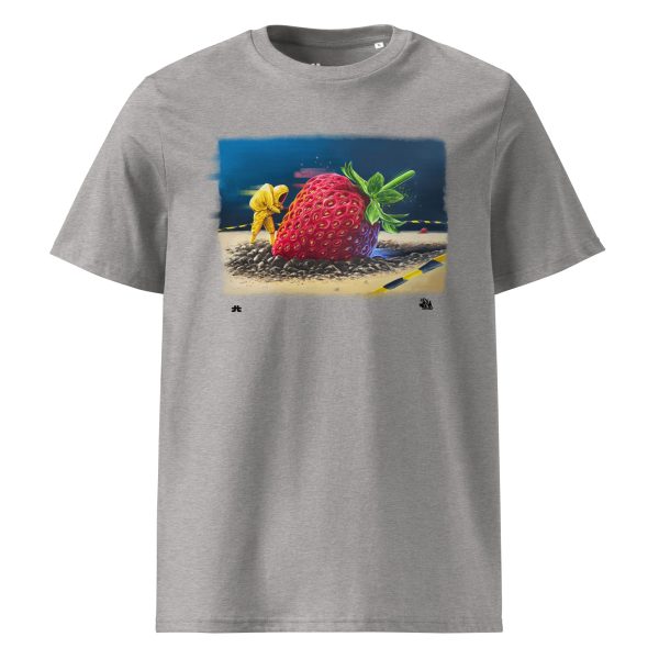 Unisex organic cotton t-shirt: Strawberry crash landing - Image 3