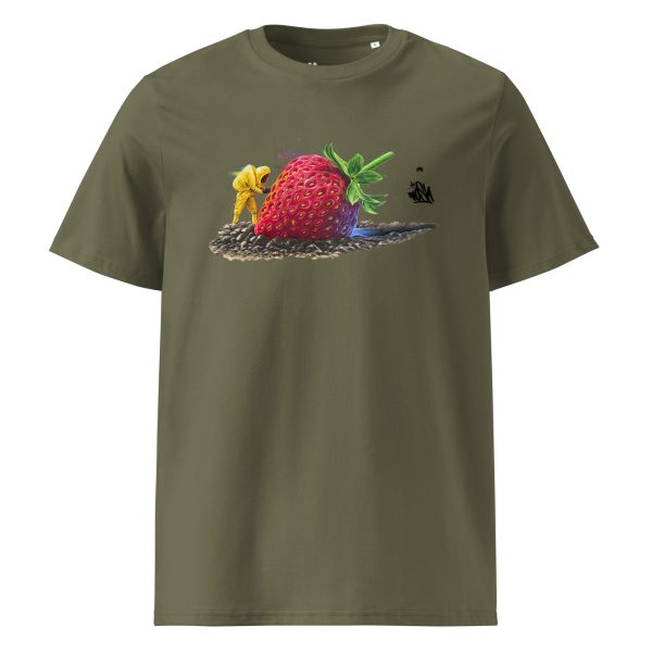 Unisex organic cotton t-shirt: Strawberry crash landing - Image 2