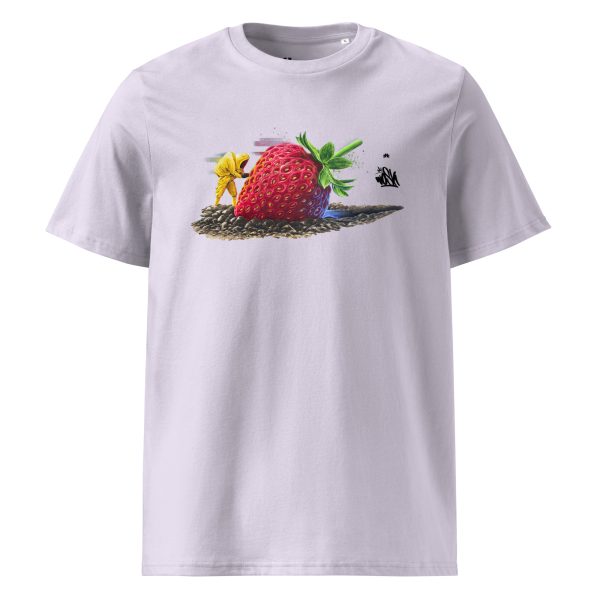 Unisex organic cotton t-shirt: Strawberry crash landing - Image 6