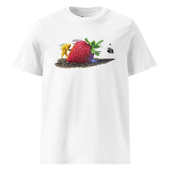 Unisex organic cotton t-shirt: Strawberry crash landing - Image 7