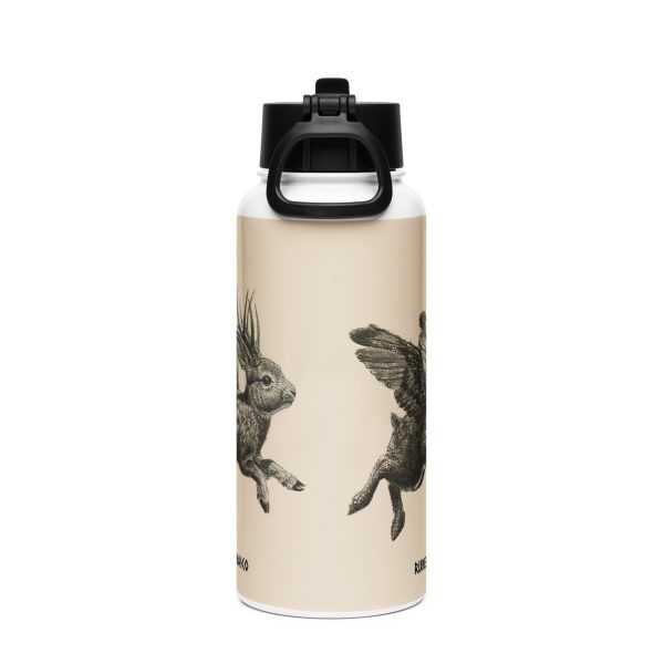 Stainless steel water bottle with a straw lid: Jackalope Forest - Image 4