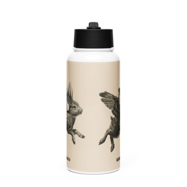 Stainless steel water bottle with a straw lid: Jackalope Forest - Image 3