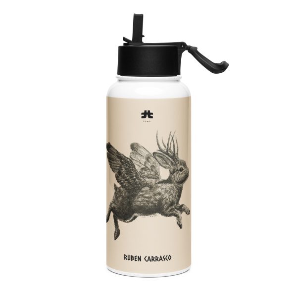 Stainless steel water bottle with a straw lid: Jackalope Forest