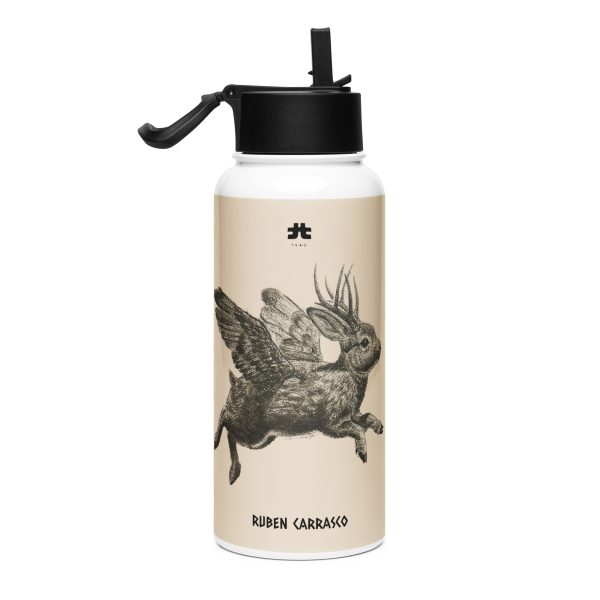 Stainless steel water bottle with a straw lid: Jackalope Forest - Image 2