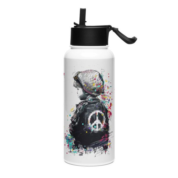 Stainless steel water bottle with a straw lid: Soldat de la Paix
