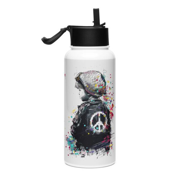 Stainless steel water bottle with a straw lid: Soldat de la Paix - Image 2