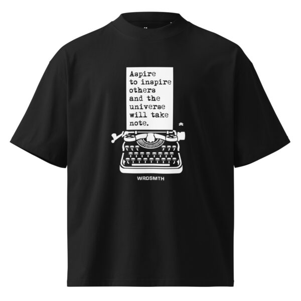 Unisex organic oversized high neck t-shirt: Aspire to inspire