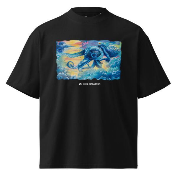 Unisex organic oversized high neck t-shirt: Octopus Clouds - Image 2