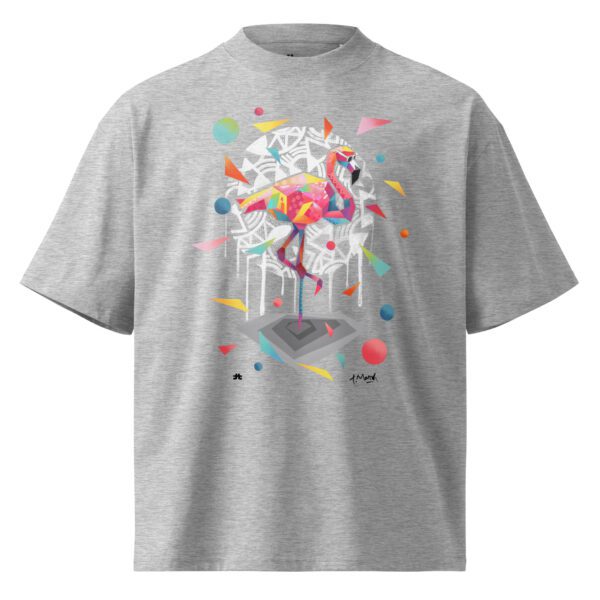 Unisex organic oversized high neck t-shirt: Pink flamingo - Image 2