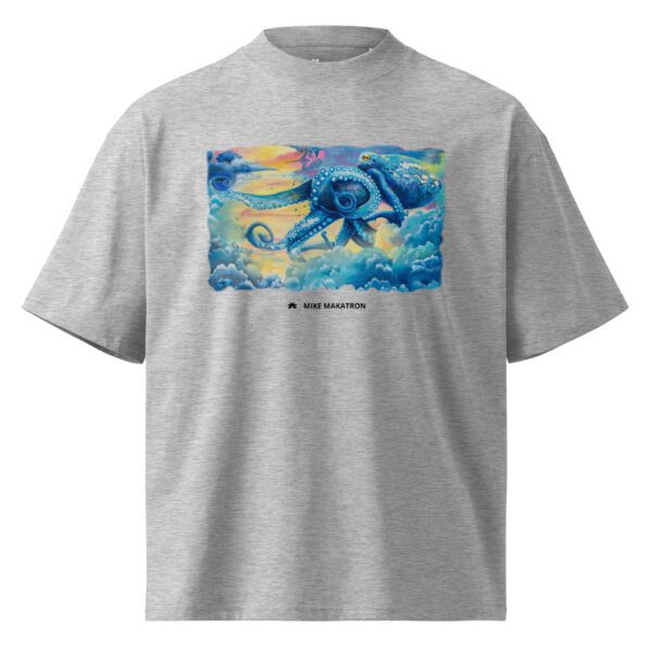 Unisex organic oversized high neck t-shirt: Octopus Clouds - Image 2