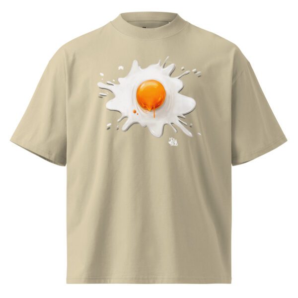 Unisex organic oversized high neck t-shirt: Le eggsplosions - Image 3