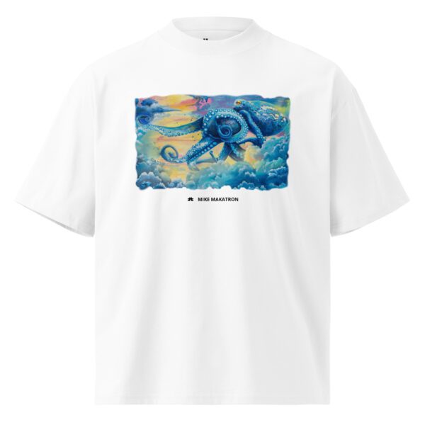 Unisex organic oversized high neck t-shirt: Octopus Clouds