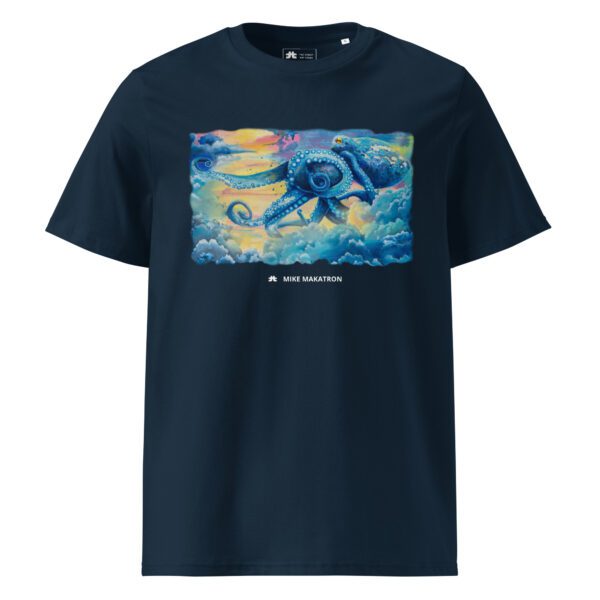 Unisex organic ribbed neck t-shirt: Octopus Clouds - Image 2
